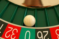 Kugel auf dem Roulette Rad